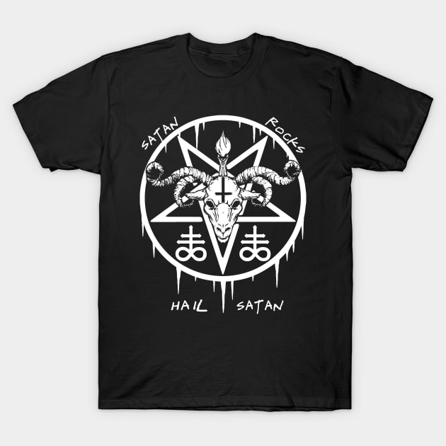 HAIL SATAN - SATAN ROCKS - FUNNY SATANIC OCCULT T-Shirt by Tshirt Samurai